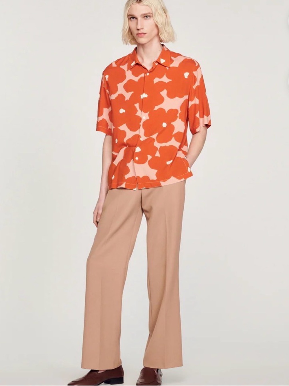 Sandro Unisex Loose Fit Abstract Floral Shirt Size M